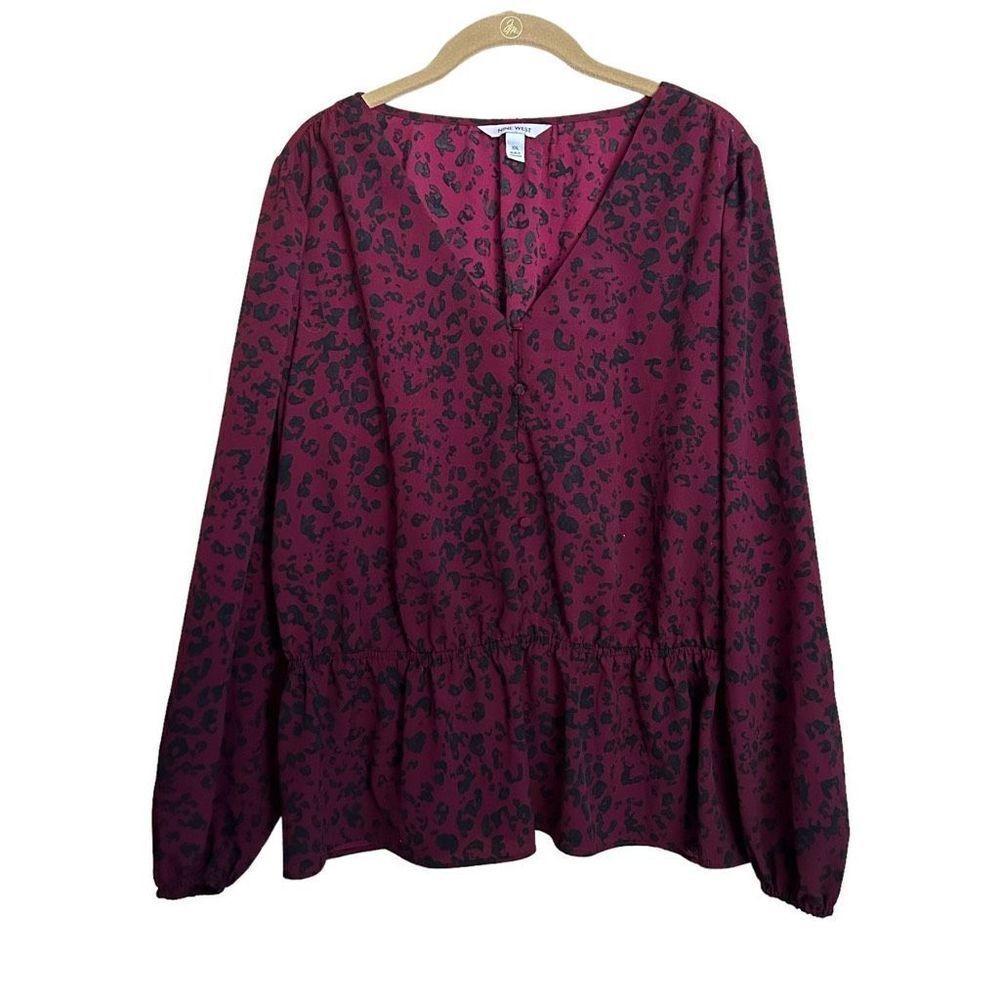 Nine West Women’s Maroon Leopard Print Cropped Fit and Flare Cinched Waist XXL